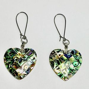 Heart-shaped abalone earrings